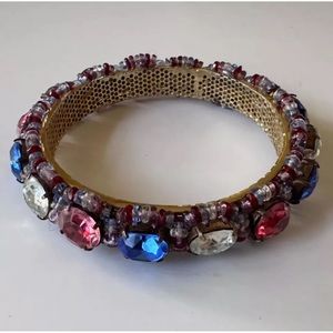 Louis Rousselet Art Deco French Paste Crystal Rondelle Bangle Bracelet Arm Band